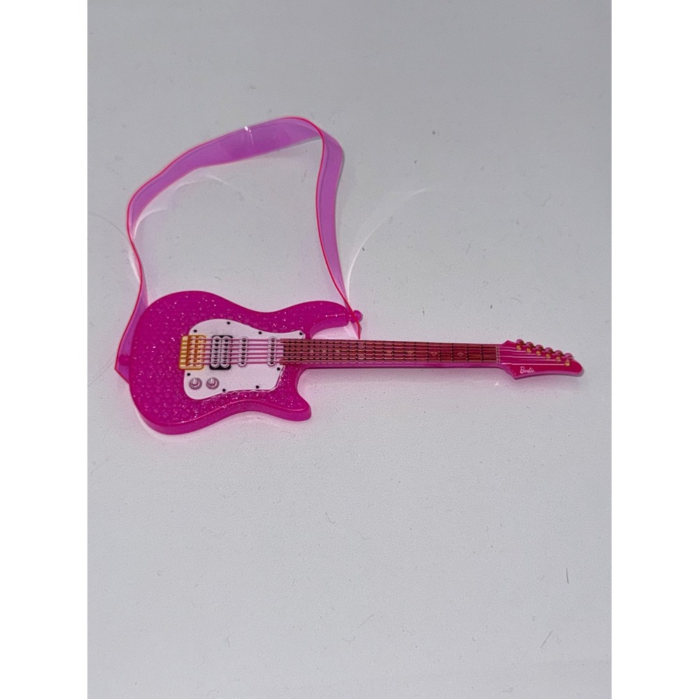 Barbie Electric Guitar Toy Accessory Pink Glitter  Rockstar Doll Piece